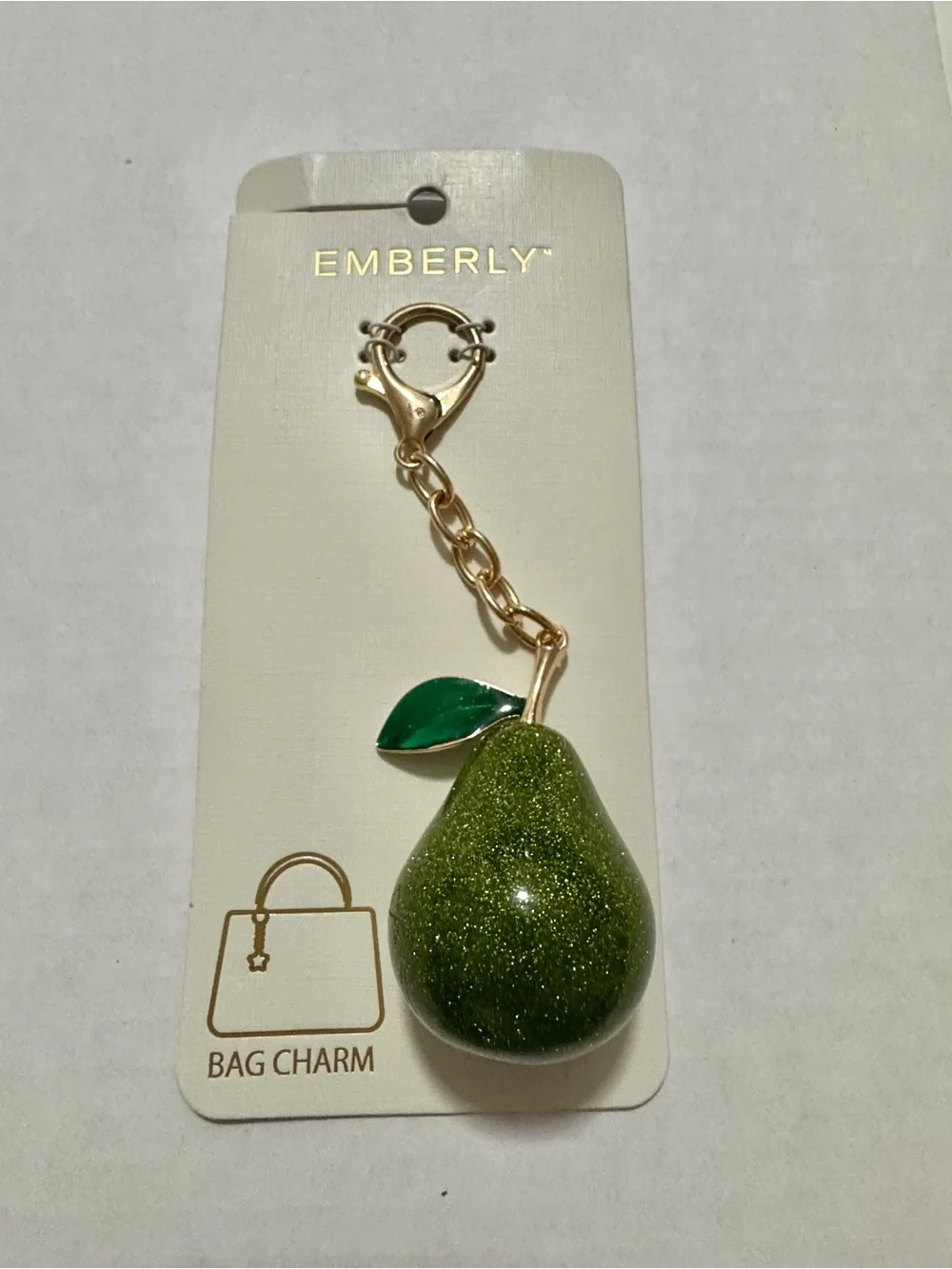 Green Pear Bag Charm Keychain